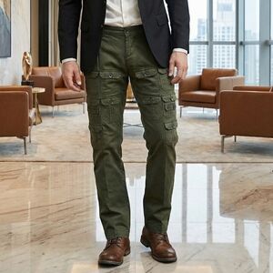 Dolce & Gabbana S/S 2008 Multi Pocket Cargo Olive Green Cotton Silk Pants